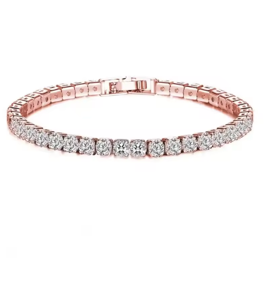 Aurora Tennis Bracelet – S925 Sterling Silver, Rose Gold Plated