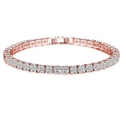 Aurora Tennis Bracelet – S925 Sterling Silver, Rose Gold Plated