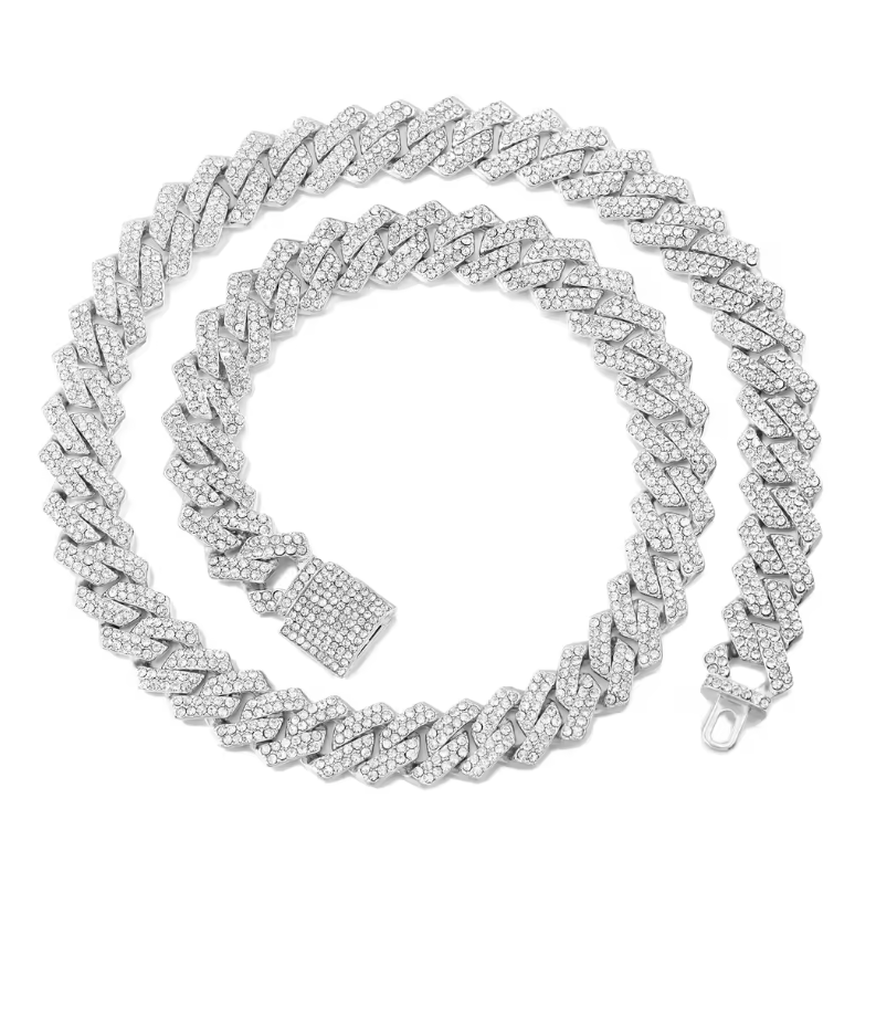 Miami Ice Double Row Cuban Chain – Hip Hop Necklace (Unisex)